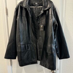 EA COLLECTION ITALY STYLE MENS BLACK FAUX LEATHER JACKET - NEW - SIZE XXL